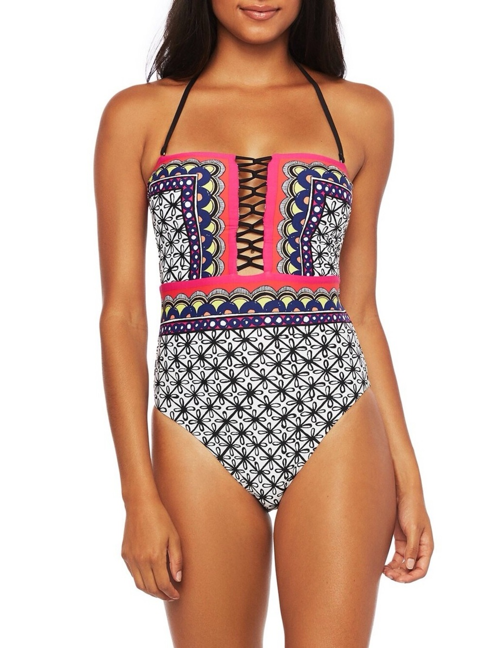 Trina Turk Tanzania Scarf Bandeau One Piece Swimsuit NWOT SZ 10